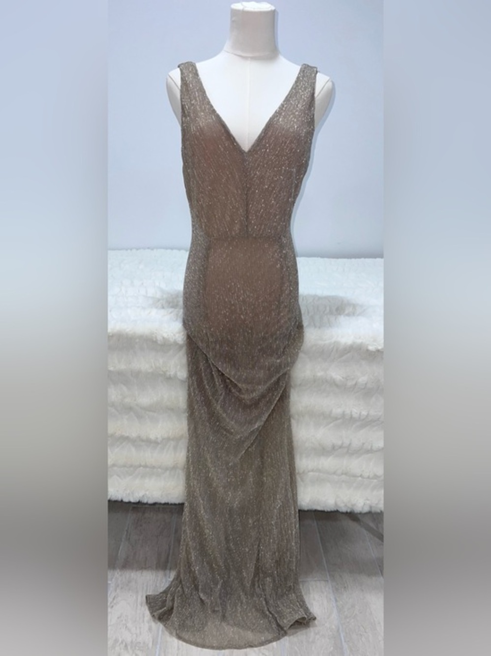 Dress Forum Metallic Gold Sleeveless Evening Gown